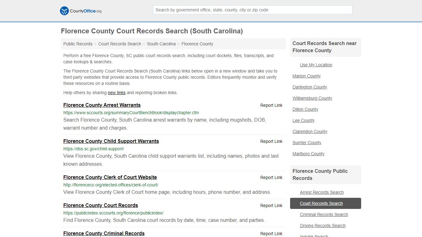 Court Records Search - Florence County, SC (Adoptions ...